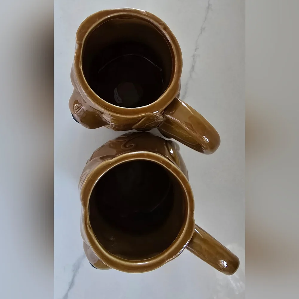 Boston Warehouse Trading Company 3D Dog Stoneware Mugs 16 Oz‎ Set Of Two